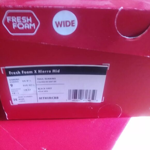 Men's 9 new balance Fresh Foam X Hierro Mid Black - Picture 4 of 5